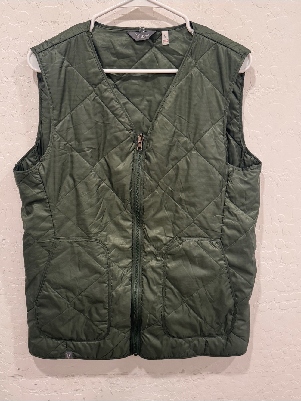ibex Quilted Olive Green Vest Mens Medium Wool Insulated Utility Tactical